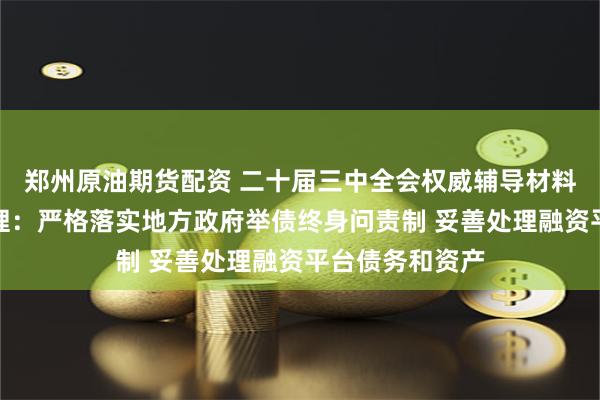 郑州原油期货配资 二十届三中全会权威辅导材料谈政府债务管理：严格落实地方政府举债终身问责制 妥善处理融资平台债务和资产