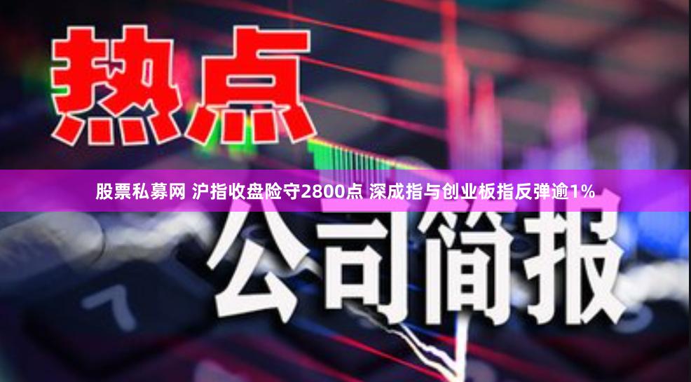 股票私募网 沪指收盘险守2800点 深成指与创业板指反弹逾1%