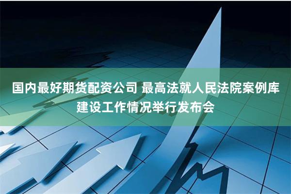 国内最好期货配资公司 最高法就人民法院案例库建设工作情况举行发布会